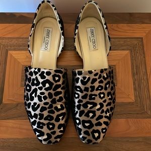 Jimmy Choo Leopard D’Orsay Globe Flats